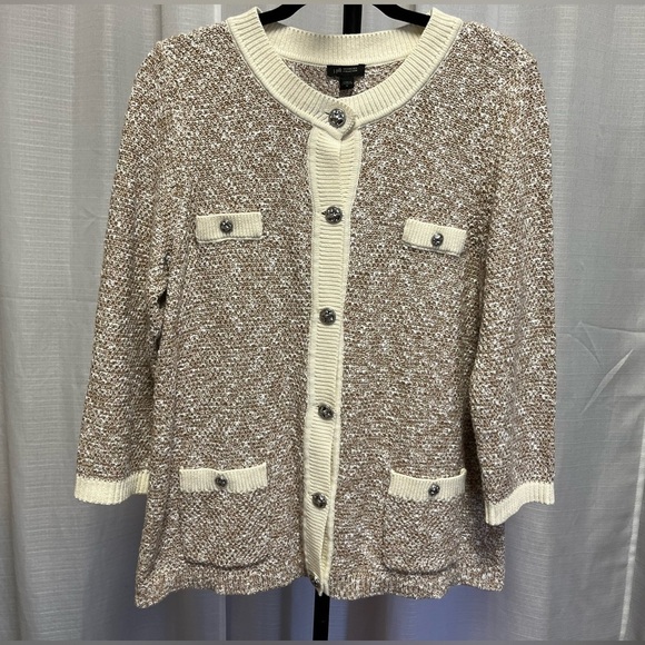 J.Jill Wearever Contrast-Trimmed Sweater-Jacket NWT | size medium - Picture 1 of 11
